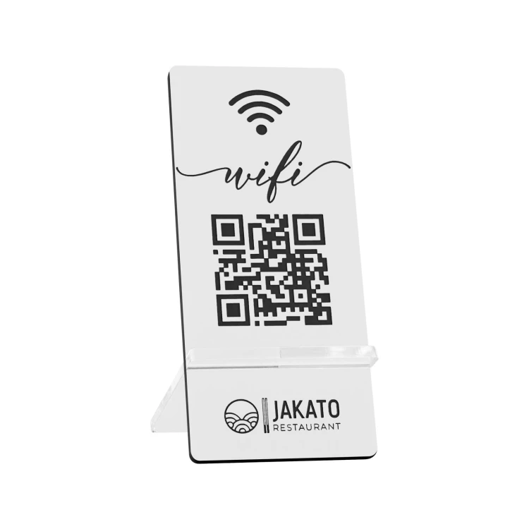 Informationsständer mit QR-Code - weißes Gravurlaminat - Größe 50x110mm - ST066