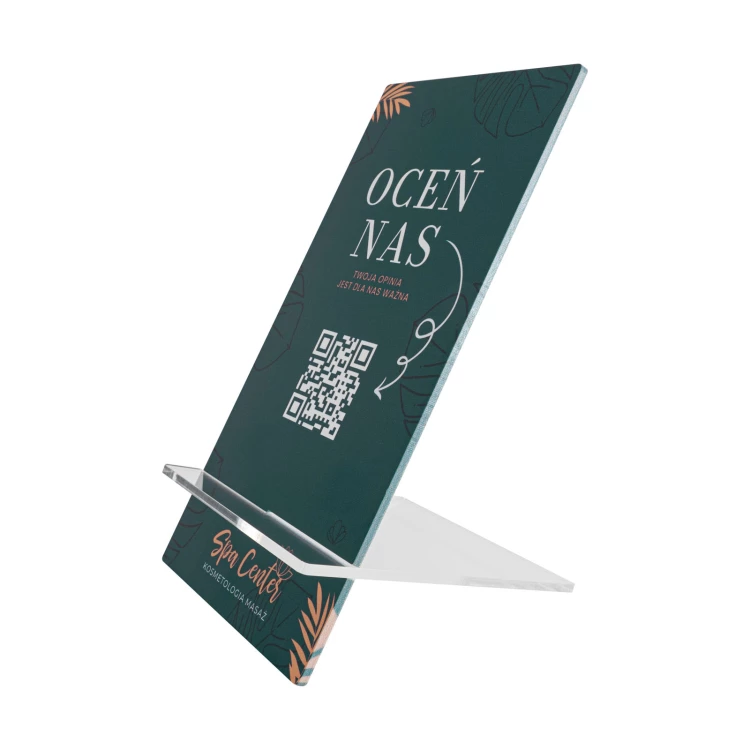 Informationsständer mit QR-Code - weißes Acryl mit UV-Druck - Größe 90x175mm - ST070