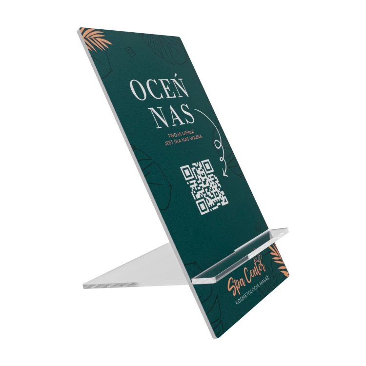 Informationsständer mit QR-Code - weißes Acryl mit UV-Druck - Größe 90x175mm - ST070
