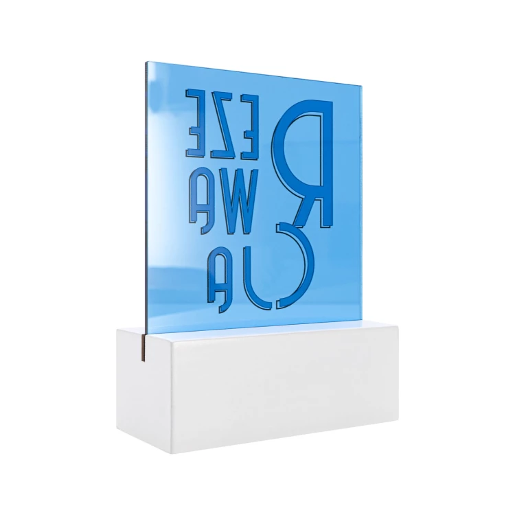 Restaurant-Reservierungsstand - blaues Acryl - Abmessungen 102x140mm - ST078