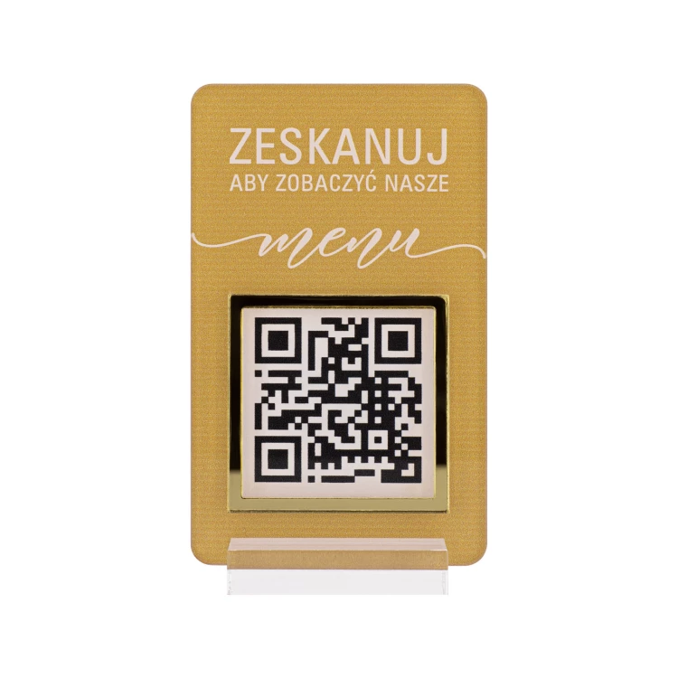 Menüständer mit QR-Code - transparentes Acryl mit UV-Druck - Abmessungen 55x95mm - ST058