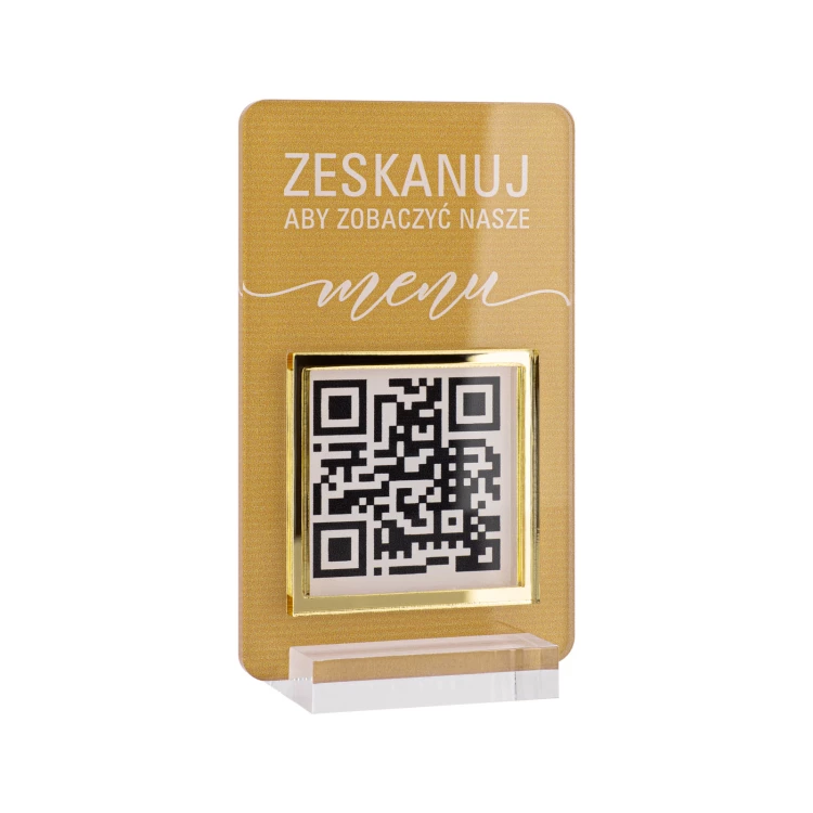 Menüständer mit QR-Code - transparentes Acryl mit UV-Druck - Abmessungen 55x95mm - ST058