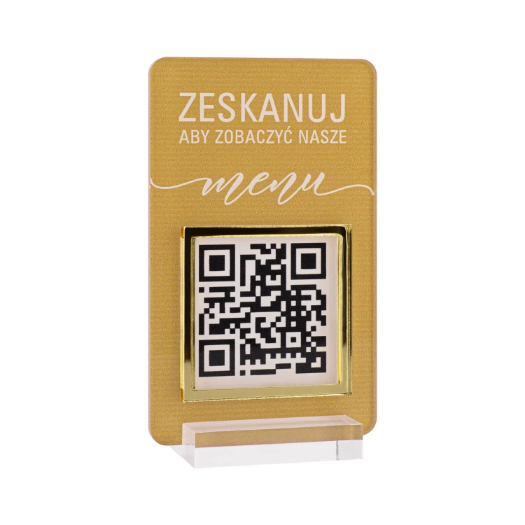 Menüständer mit QR-Code - transparentes Acryl mit UV-Druck - Abmessungen 55x95mm - ST058