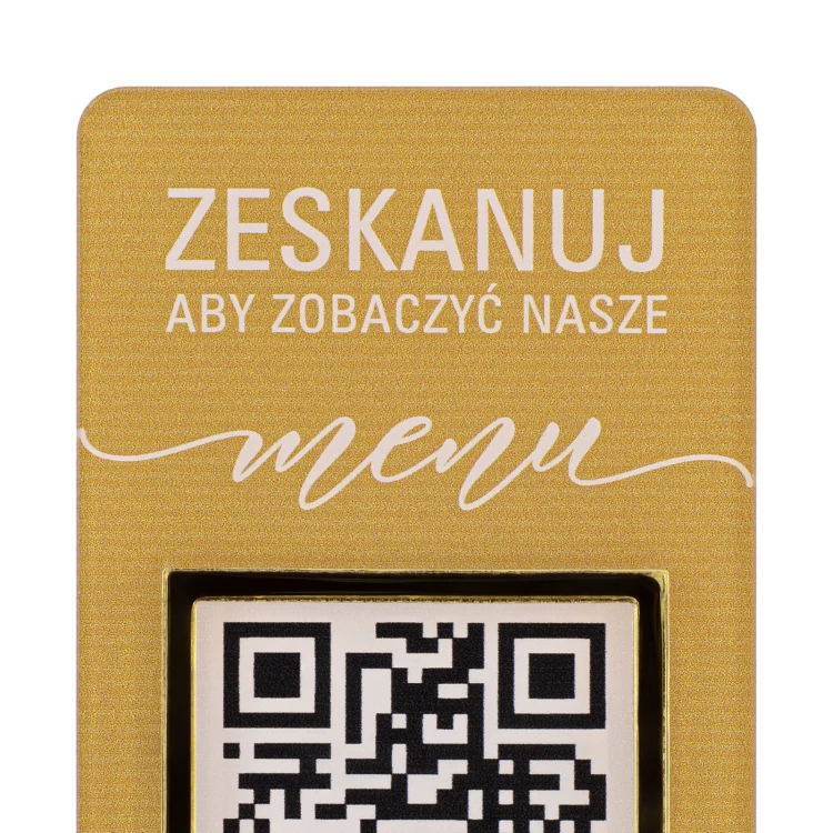 Menüständer mit QR-Code - transparentes Acryl mit UV-Druck - Abmessungen 55x95mm - ST058