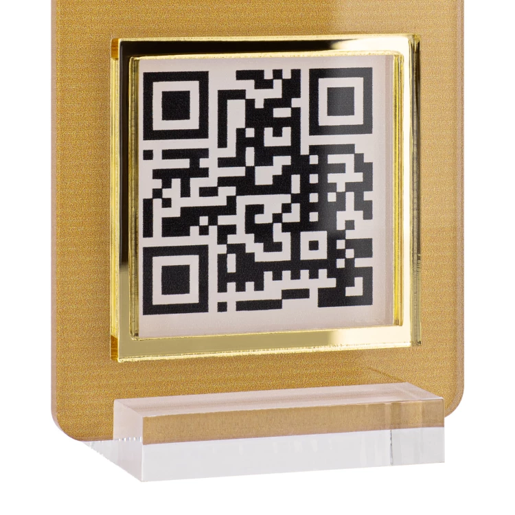 Menüständer mit QR-Code - transparentes Acryl mit UV-Druck - Abmessungen 55x95mm - ST058