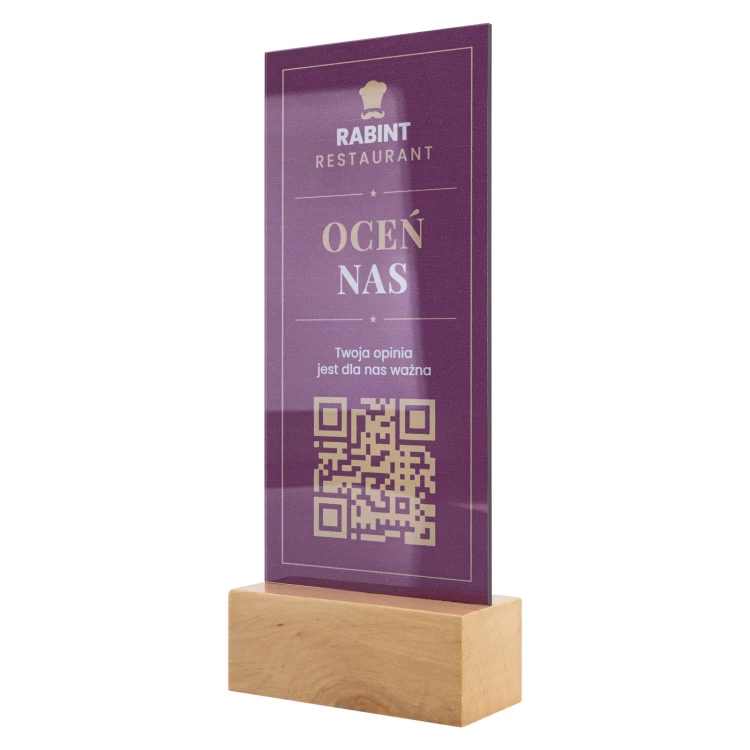 Menüständer mit QR-Code - transparentes Acryl mit UV-Druck - Höhe 25 cm - ST064