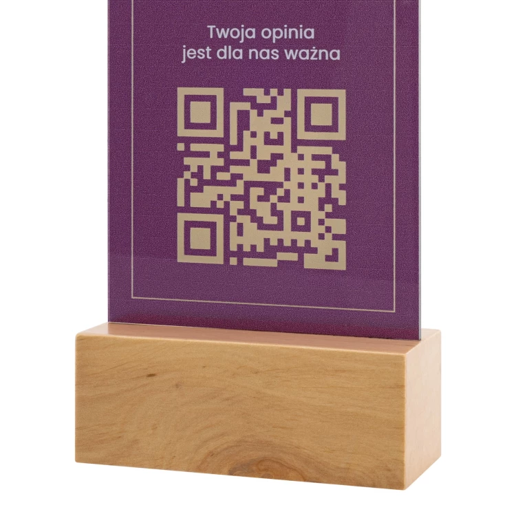 Menüständer mit QR-Code - transparentes Acryl mit UV-Druck - Höhe 25 cm - ST064
