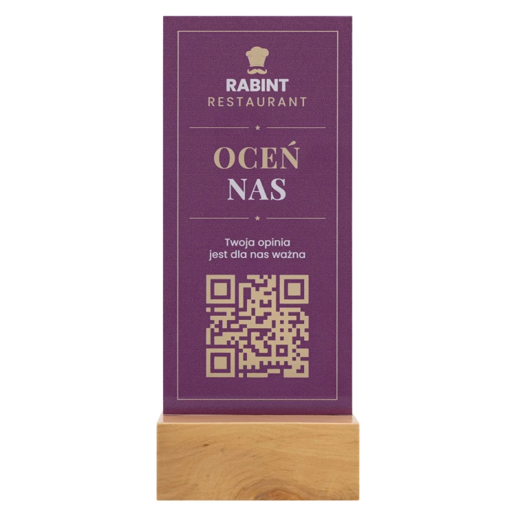 Menüständer mit QR-Code - transparentes Acryl mit UV-Druck - Höhe 25 cm - ST064