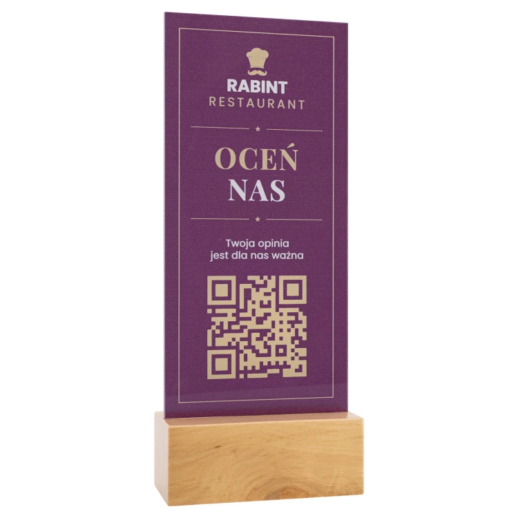 Menüständer mit QR-Code - transparentes Acryl mit UV-Druck - Höhe 25 cm - ST064
