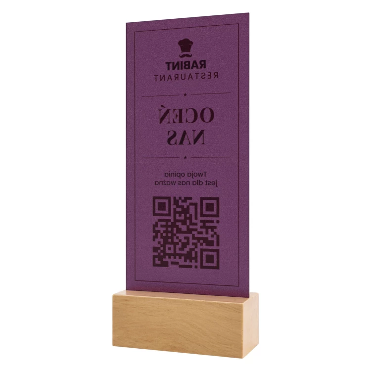 Menüständer mit QR-Code - transparentes Acryl mit UV-Druck - Höhe 25 cm - ST064