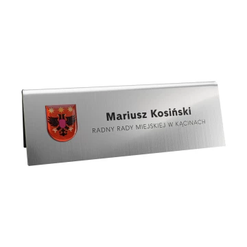 Visitenkarte für den Schreibtisch mit Name und Nachname - Wappen mit Doming - Größe 170x60mm - ST075