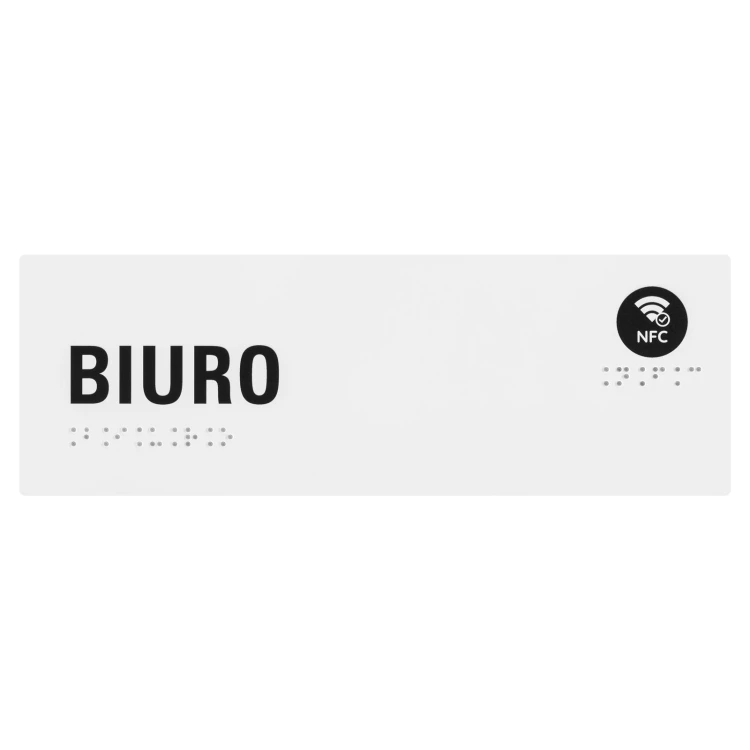 Büro - Schild mit NFC und Braille - weißes Acryl - Größe 220x75mm - TAB657