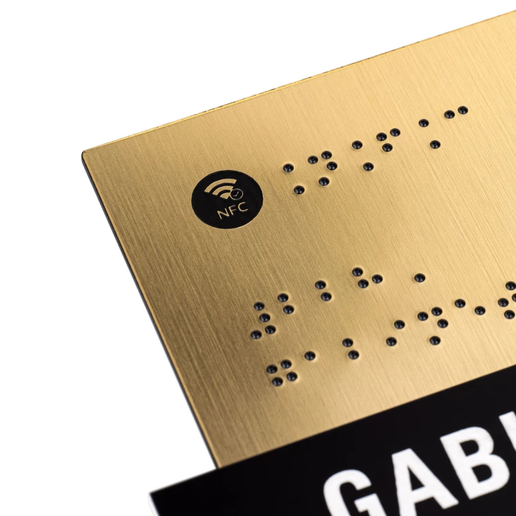 Plakette mit NFC und Blindenschrift - Abmessung 200x100mm - TAB623