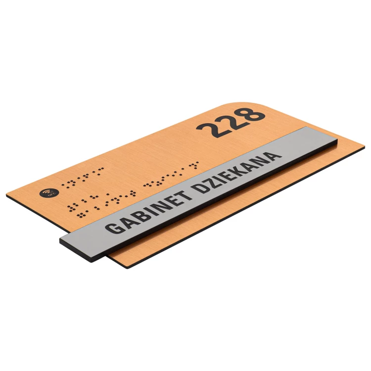 Plakette mit NFC und Blindenschrift - Abmessung 200x100mm - TAB624