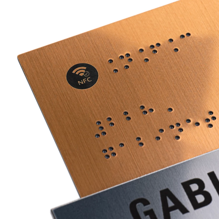 Plakette mit NFC und Blindenschrift - Abmessung 200x100mm - TAB624