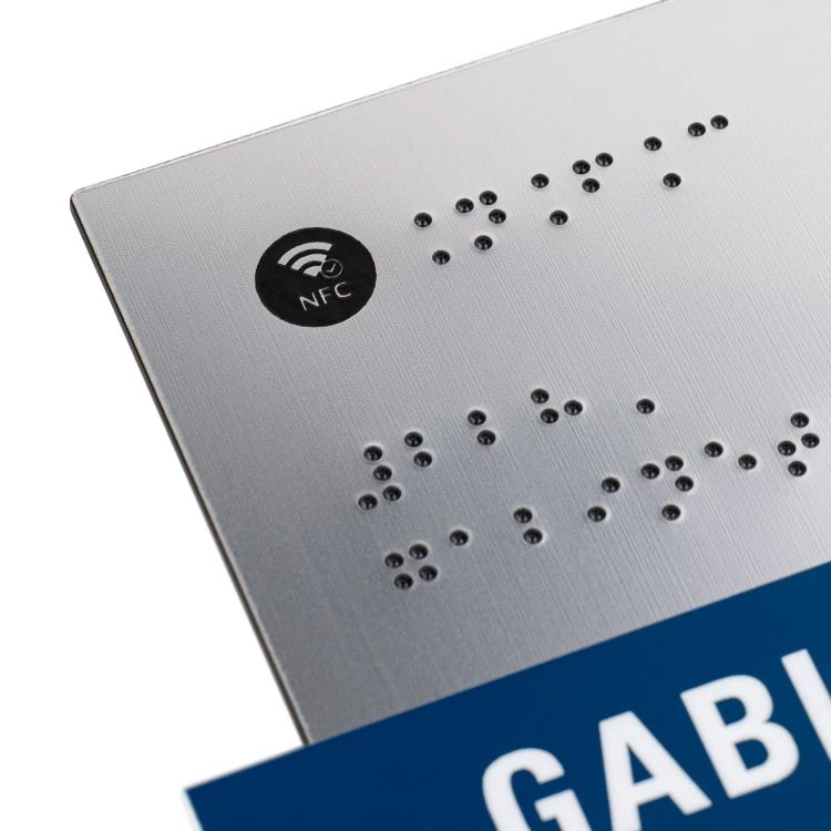 Plakette mit NFC und Blindenschrift - Abmessung 200x100mm - TAB625