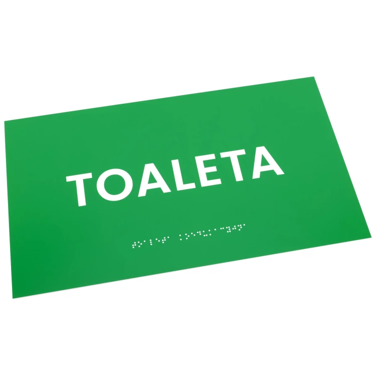 Toilette - Braille-Schild - grünes Gravurlaminat - Größe 350x200mm - TAB597