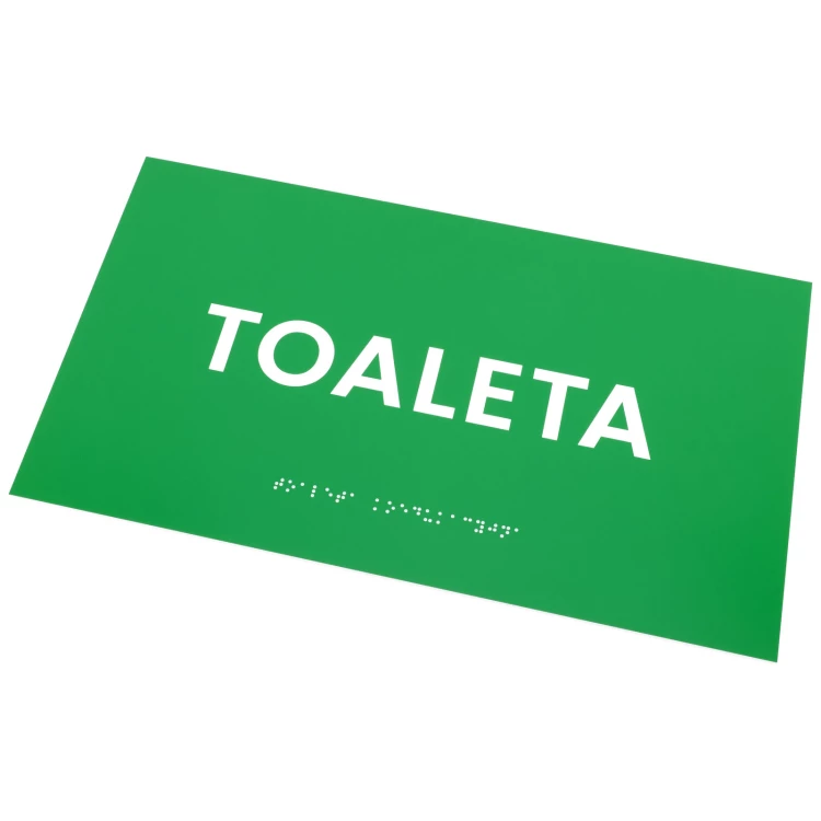 Toilette - Braille-Schild - grünes Gravurlaminat - Größe 350x200mm - TAB597