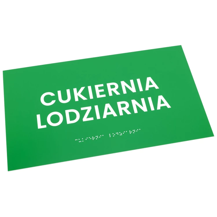 Blindenschrifttafel - grünes Gravurlaminat - Größe 350x200mm - TAB599