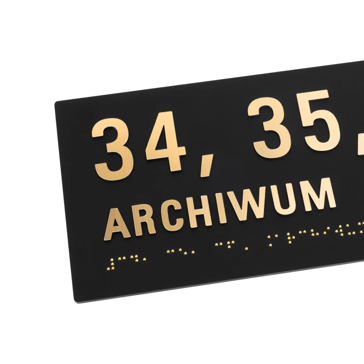 Archivplatte mit Blindenschrift und Nummerierung - Größe 250x110mm - TAB601