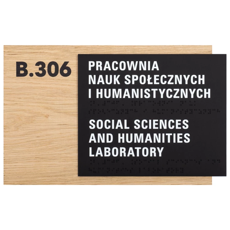 Braille-Schild - Eichenfurnierplatte - Größe 292x182mm - TAB622