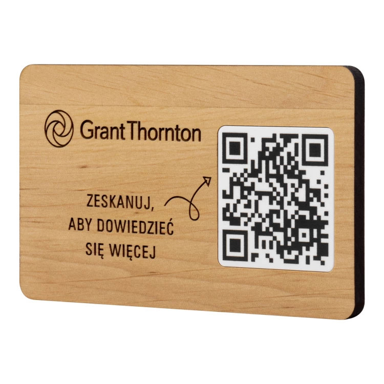 Plakette/Menü mit austauschbarem QR-Code und Gravur - Größe 120x70 mm - TAB679