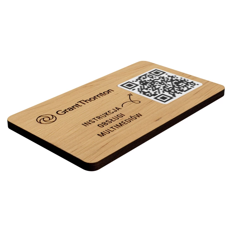 Plakette/Menü mit austauschbarem QR-Code und Gravur - Größe 120x70 mm - TAB679