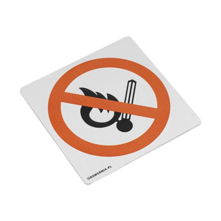 Keine offene Flamme, kein Rauchen - Aluminiumplatte 60x60mm - NANODRUK - TAN001