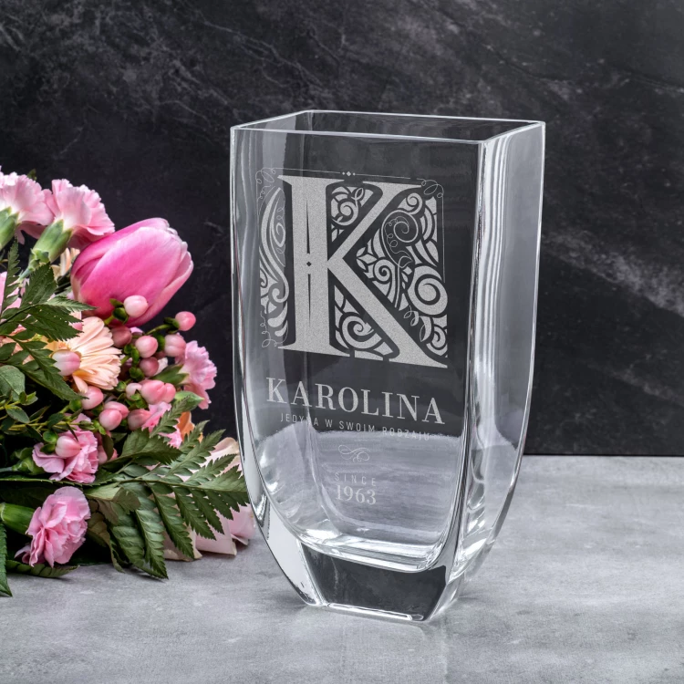 Vase mit Gravur - Flora - Geburtstagsgeschenk - WAZ024