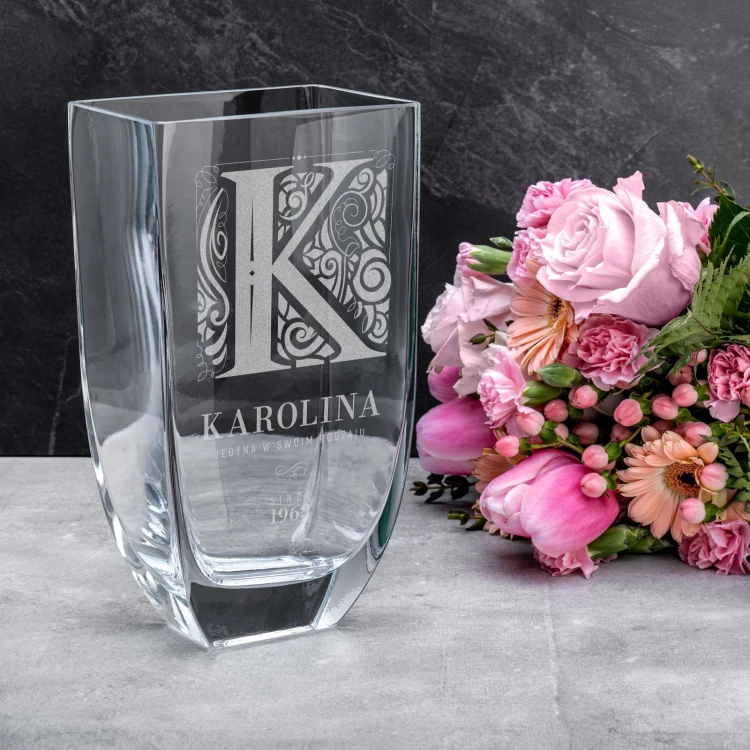 Vase mit Gravur - Flora - Geburtstagsgeschenk - WAZ024