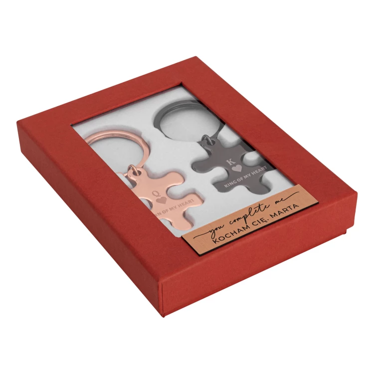 Satz von zwei Puzzle-Schlüsselanhängern - Geschenk zum Valentinstag - Größe 34x85 mm - BRL039