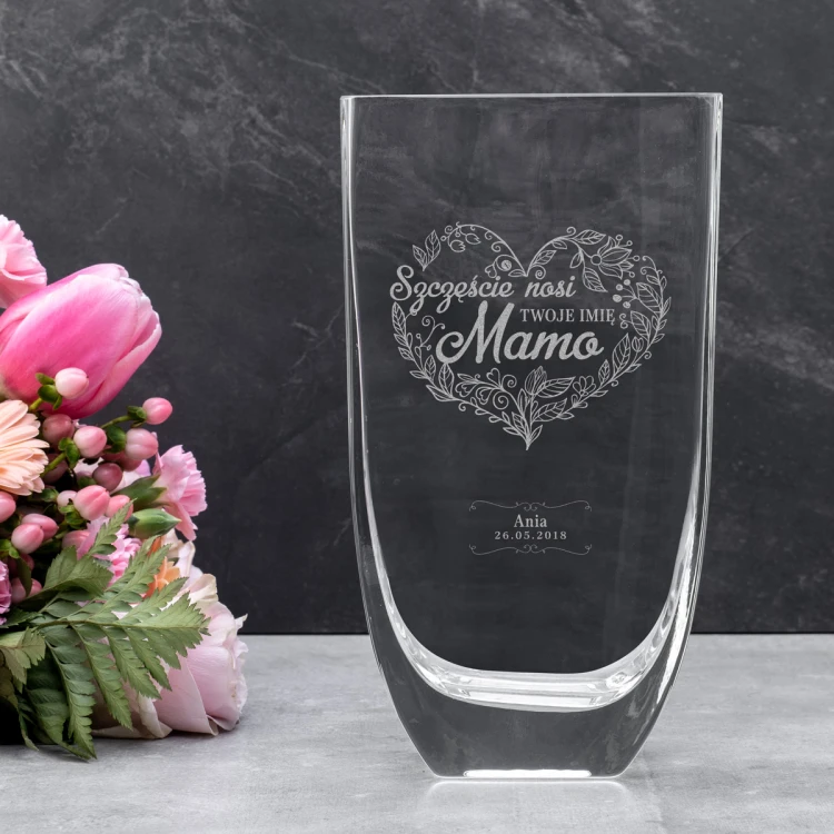 Vase mit Gravur - Flora - Muttertag - WAZ009