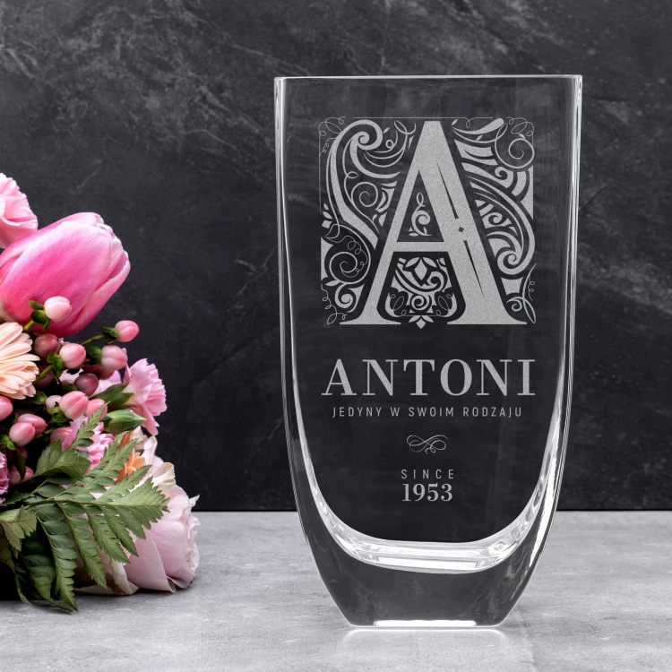 Vase mit Gravur - Flora - Geburtstagsgeschenk - WAZ025