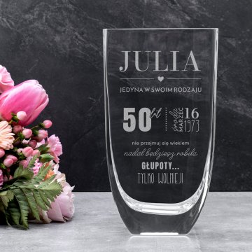 Vase mit Gravur - Flora - Geburtstagsgeschenk - WAZ027