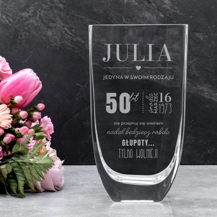 Vase mit Gravur - Flora - Geburtstagsgeschenk - WAZ027