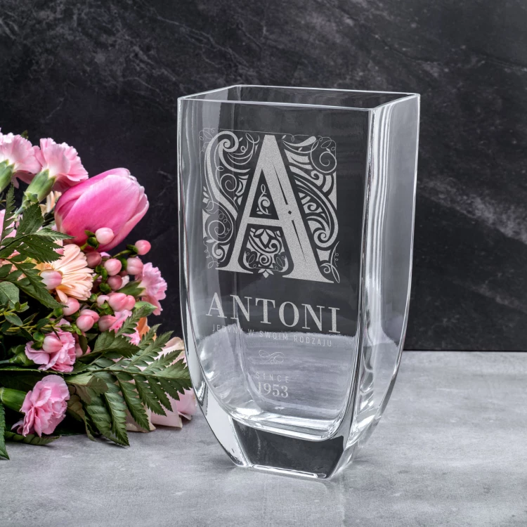 Vase mit Gravur - Flora - Geburtstagsgeschenk - WAZ025