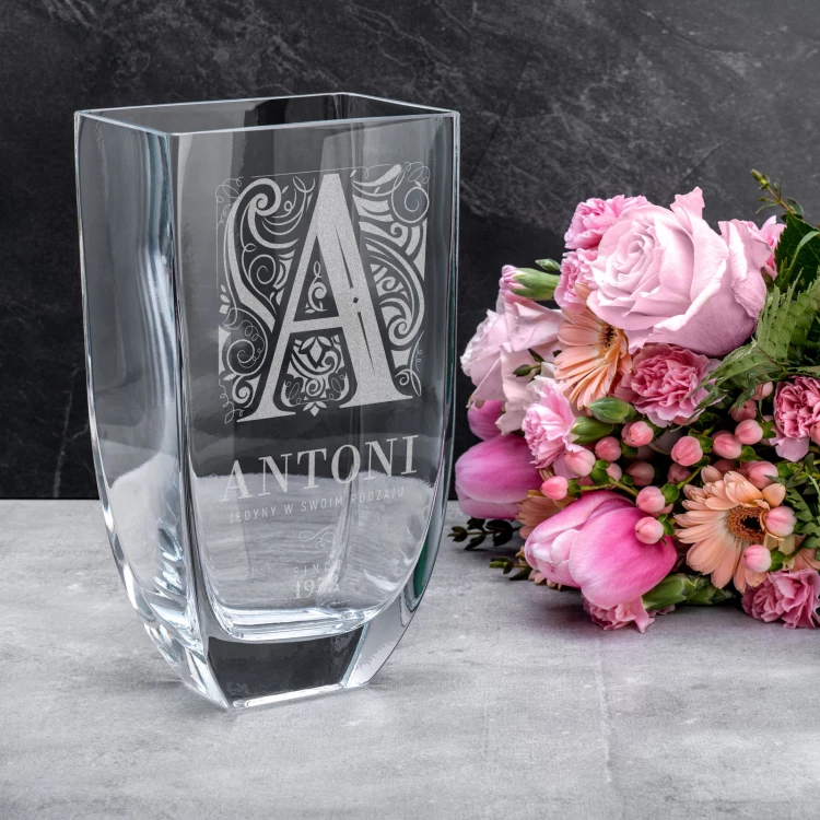 Vase mit Gravur - Flora - Geburtstagsgeschenk - WAZ025