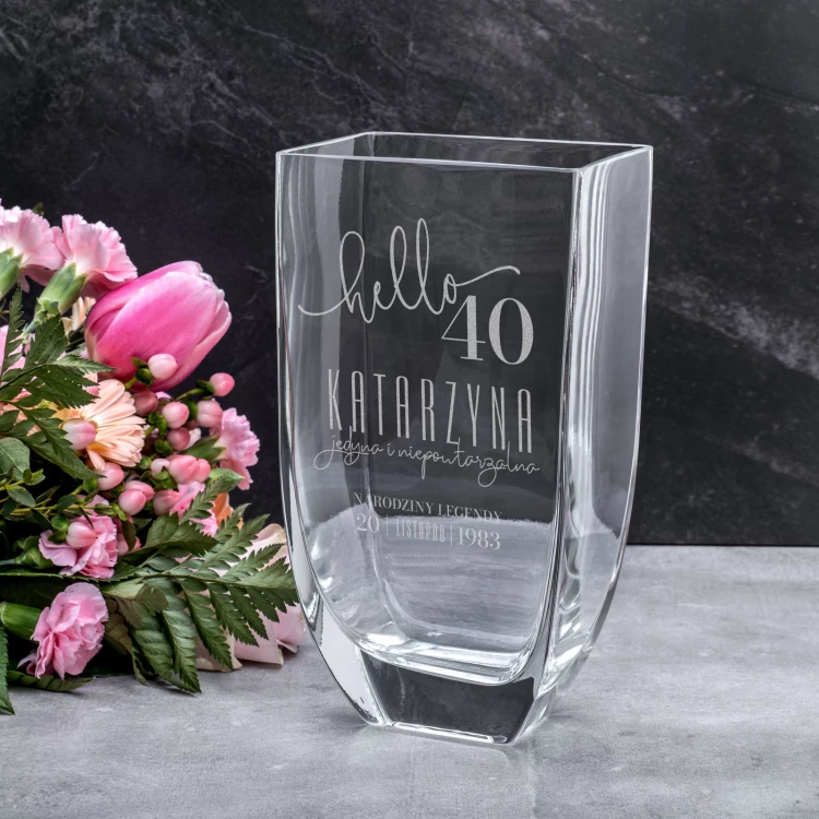 Vase mit Gravur - Flora - Geburtstagsgeschenk - WAZ026