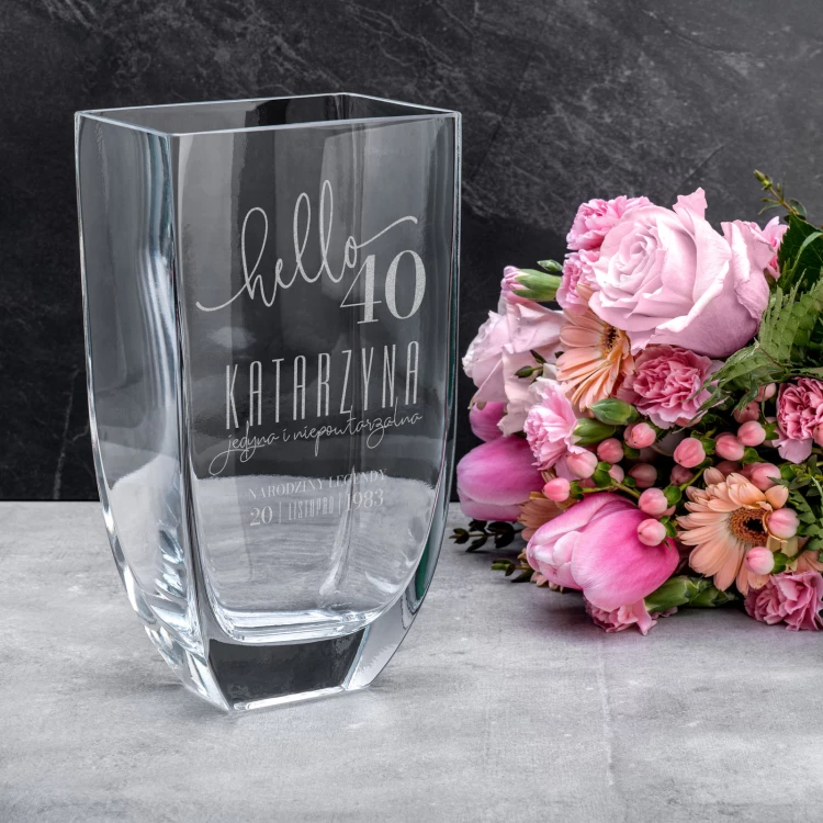 Vase mit Gravur - Flora - Geburtstagsgeschenk - WAZ026