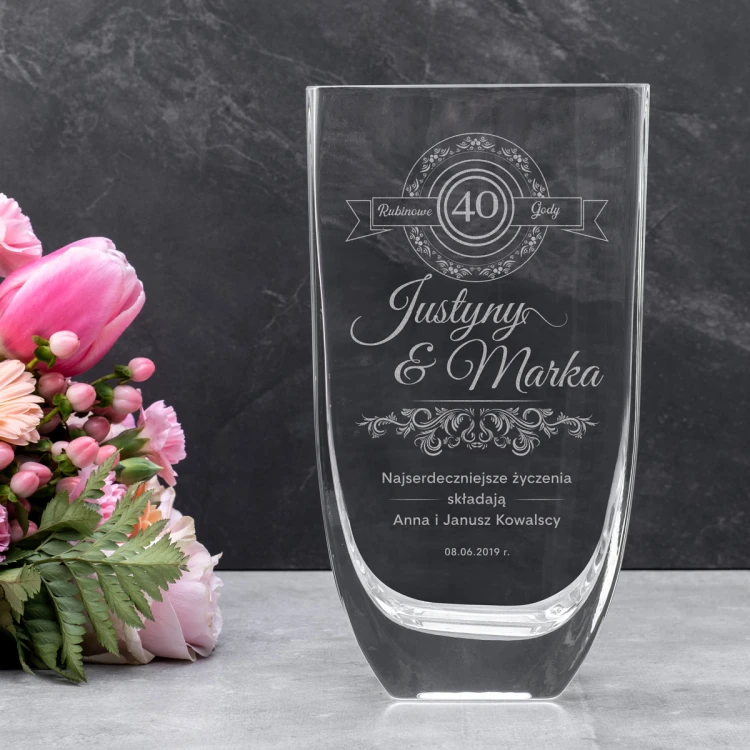 Vase mit Gravur - Flora - Rubin Hochzeitstag - VAS012