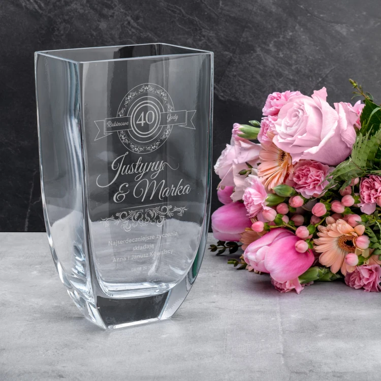 Vase mit Gravur - Flora - Rubin Hochzeitstag - VAS012