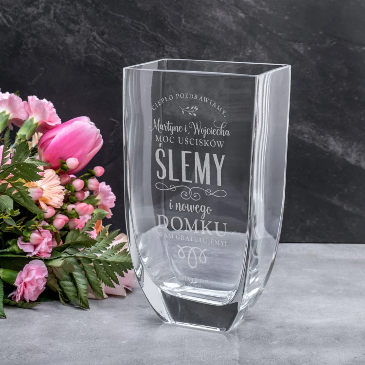 Vase mit Gravur - Flora - WAZ019 - Fensterbankparty