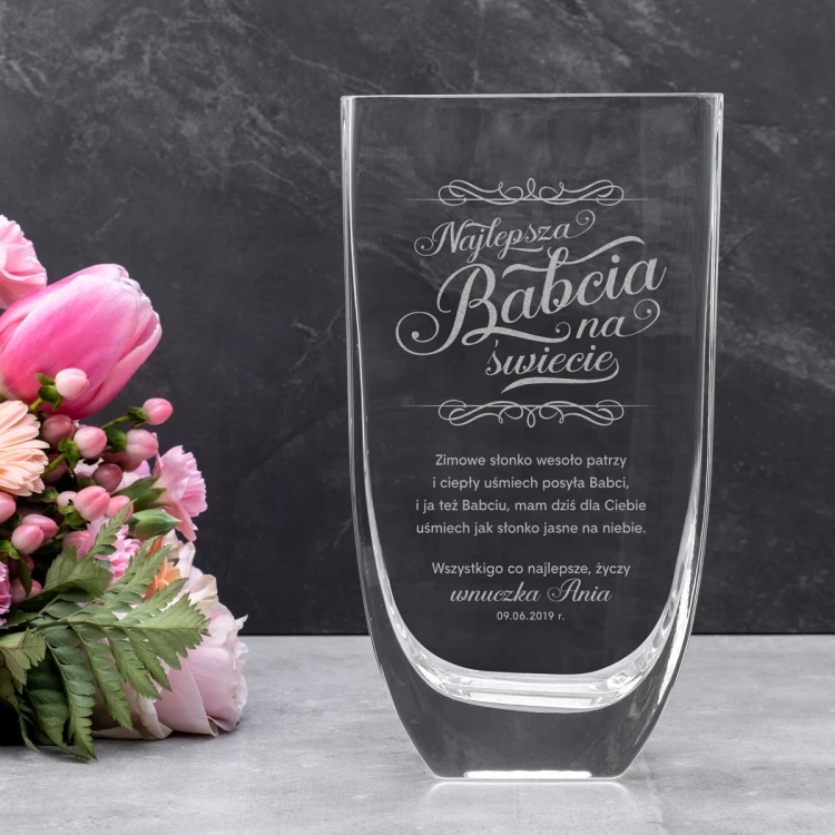 Vase mit Gravur - Flora - WAZ020 - Beste Oma der Welt