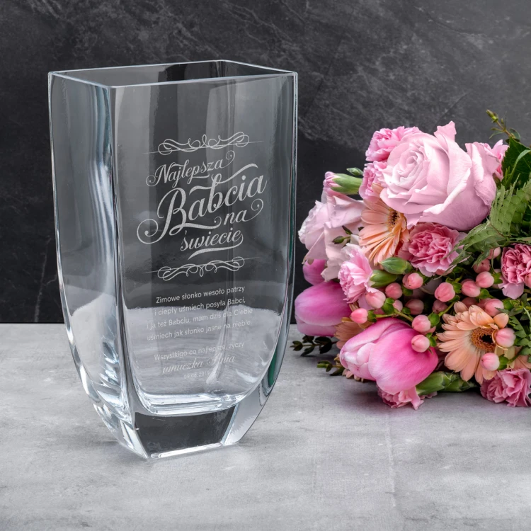 Vase mit Gravur - Flora - WAZ020 - Beste Oma der Welt