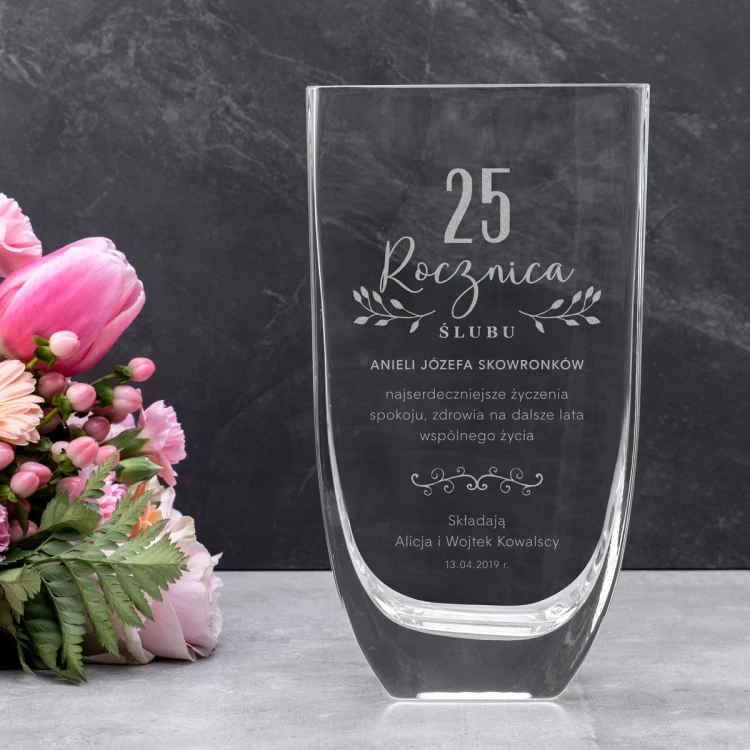 Vase mit Gravur - Flora - VAZ021 - Hochzeitstag