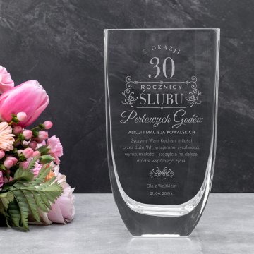 Vase mit Gravur - Flora - WAZ022 - Perlenhochzeit Jubiläum
