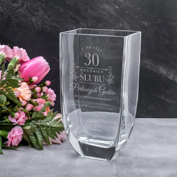 Vase mit Gravur - Flora - WAZ022 - Perlenhochzeit Jubiläum