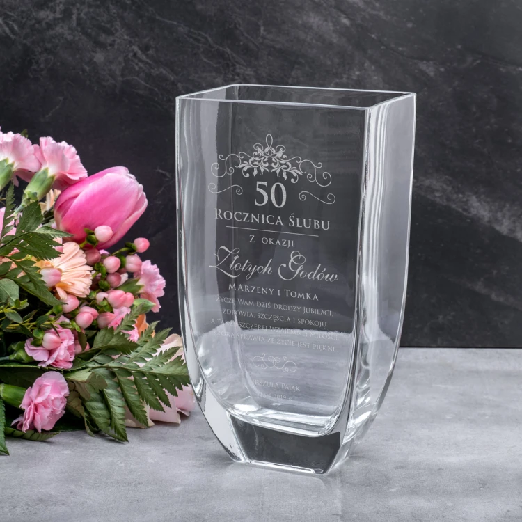 Vase mit Gravur - Flora - WAZ023 - Goldene Hochzeit