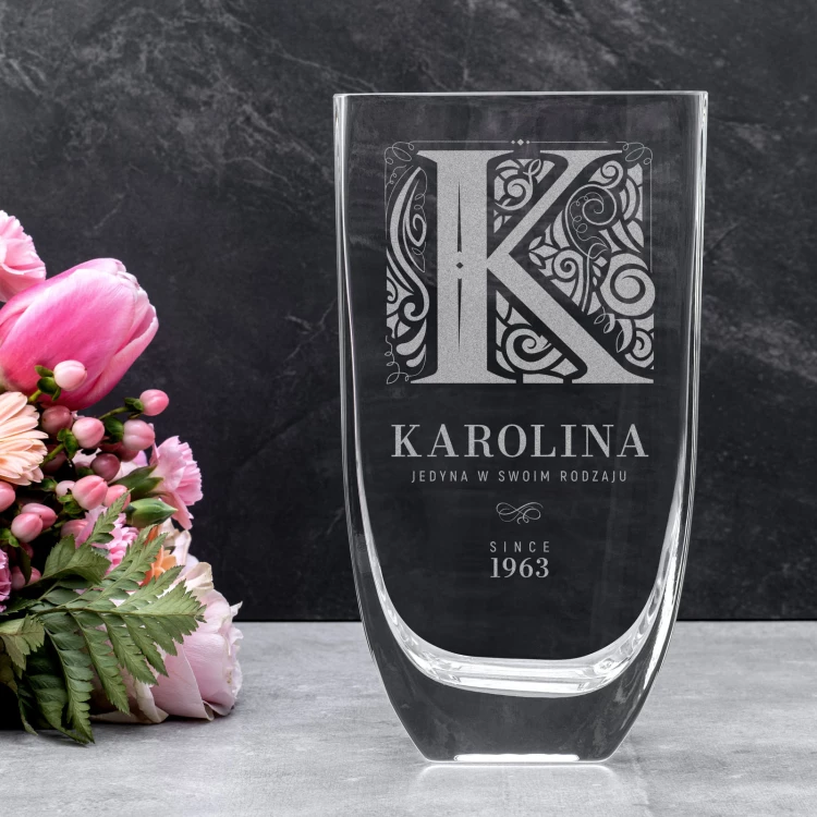 Vase mit Gravur - Flora - Geburtstagsgeschenk - WAZ024