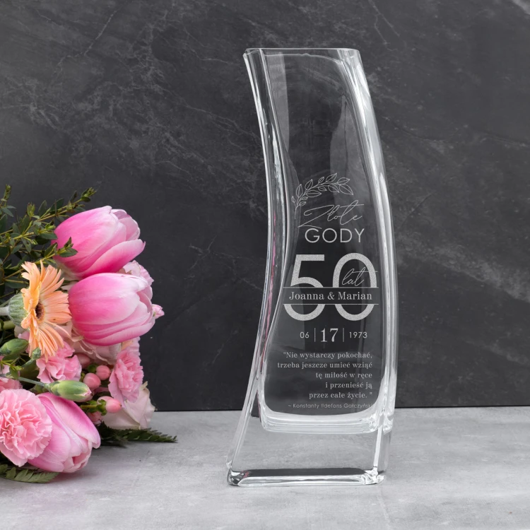 Vase mit Gravur - Lilie - WAZ016 - Goldene Hochzeit